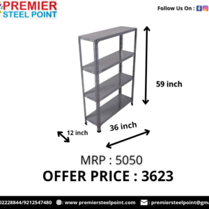 12"X36"X59" SLOTTED ANGLE RACK HAVING 4 SHELVES (GREY COLOR)