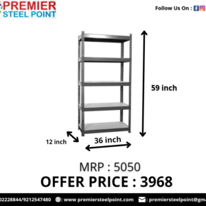 12"X36"X59" SLOTTED ANGLE RACK HAVING 5 SHELVES (GREY COLOR)