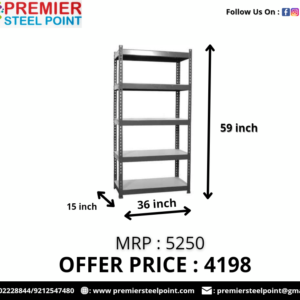 15"X36"X59" SLOTTED ANGLE RACK HAVING 5 SHELVES (GREY COLOR)
