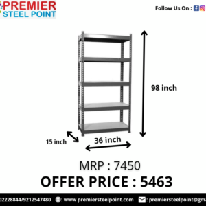 15"X36"X98" SLOTTED ANGLE RACK HAVING 5 SHELVES (GREY COLOR)