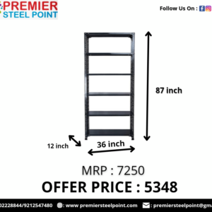 12"X36"X87" SLOTTED ANGLE RACK HAVING 6 SHELVES (GREY COLOR)