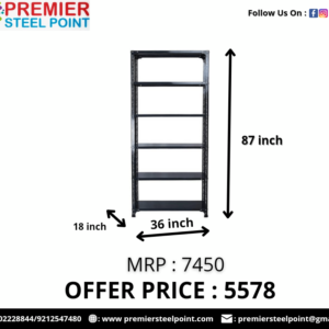 18"X36"87" SLOTTED ANGLE RACK HAVING 6 SHELVES (GREY COLOR)