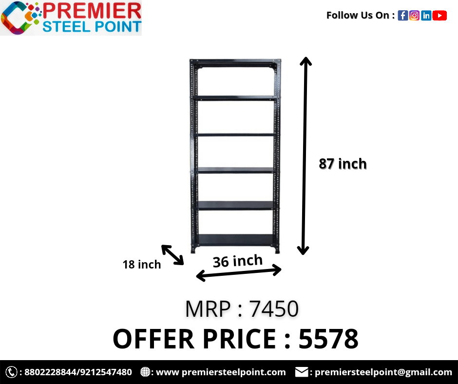 18"X36"87" SLOTTED ANGLE RACK HAVING 6 SHELVES (GREY COLOR)