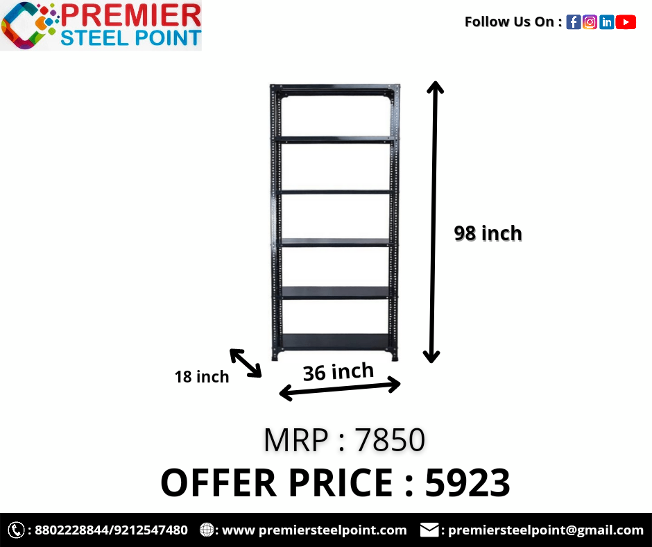 18"X36"98" SLOTTED ANGLE RACK HAVING 6 SHELVES (GREY COLOR)
