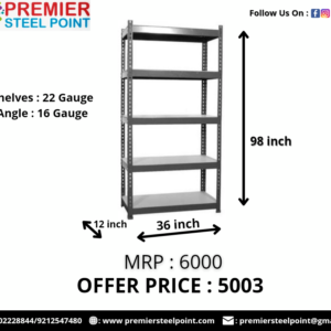 SLOTTED ANGLE RACK 5 Shelf 12"X36"X98"HAVING SHELVES-22 GAUGE/ANGLE-16 GAUGE