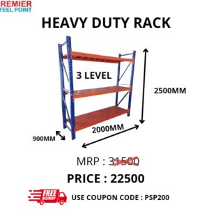 HEAVY DUTY RACK SIZE 900MMX2000MMX2500 MM (POWDER COATED) HAVING 3 LEVELS USE COUPON CODE : PSP200