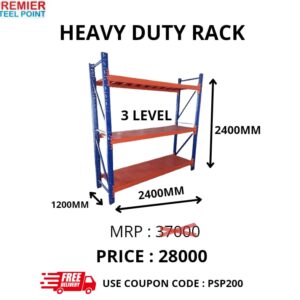 HEAVY DUTY RACK SIZE 1200MMX2400MMX2400 MM (POWDER COATED) HAVING 3 LEVELS USE COUPON CODE : PSP200