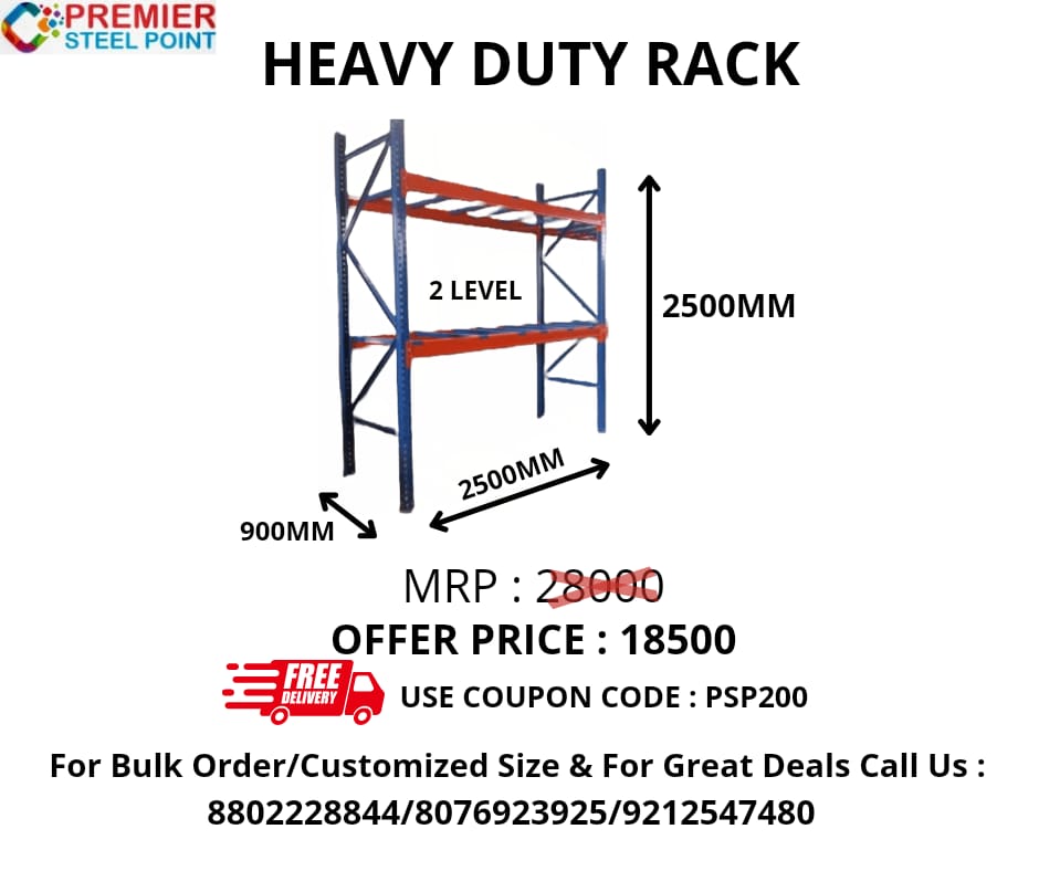 HEAVY DUTY RACK WITH 2 LEVEL 900MM X 2500MM X 2500MM USE COUPON CODE : PSP200 FOR EXTRA DISCOUNT