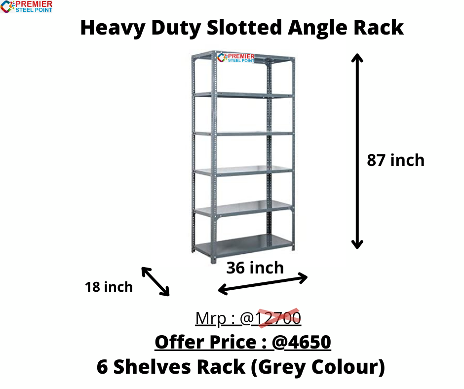 18"X36"X87" 6-SHELVES SLOTTED ANGLE RACK (SHELVES-22 GAUGE/ANGLE-16 GAUGE)