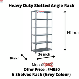 SLOTTED ANGLE Rack 6 Shelf 18"X36"X98" HAVING SHELVES-22 GAUGE/ANGLE-16 GAUGE