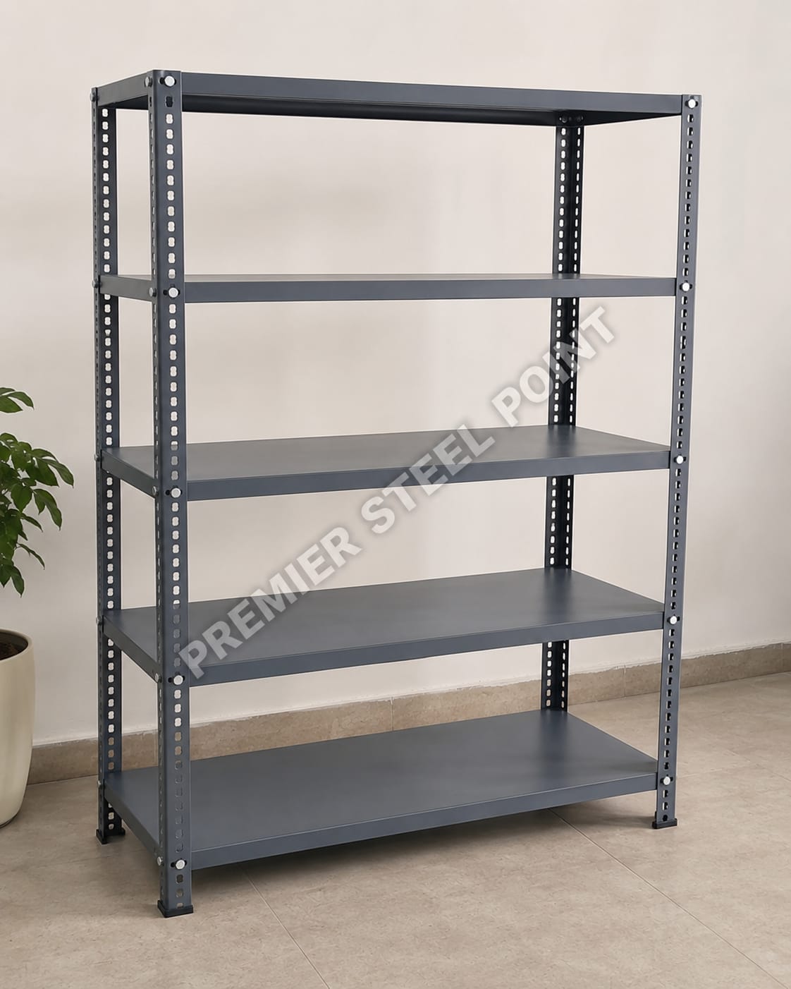Premier Slotted Angle Rack with 5 Shelves, 12"x36"x55" (D.A Grey Painted)